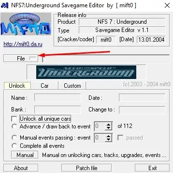 Need for Speed Underground Save Game Editor